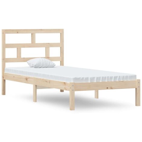 Lit adulte pour 1 personnes, Structure de lit, Assemblage Facile, Bois massif 90x190 cm Simple OIB7515E (1/5)