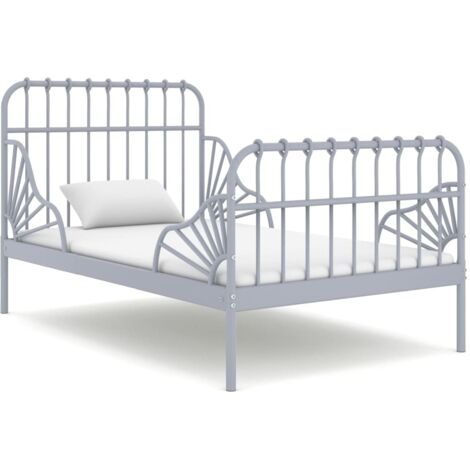 Lit adulte Contemporain Cadre de lit extensible Gris Métal 80x130/200 cm 70248 (1/5)