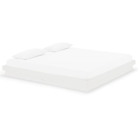Lit adulte pour 2 personnes, Structure de lit, Assemblage Facile, Blanc Bois massif 200x200 cm OIB7154E (1/5)