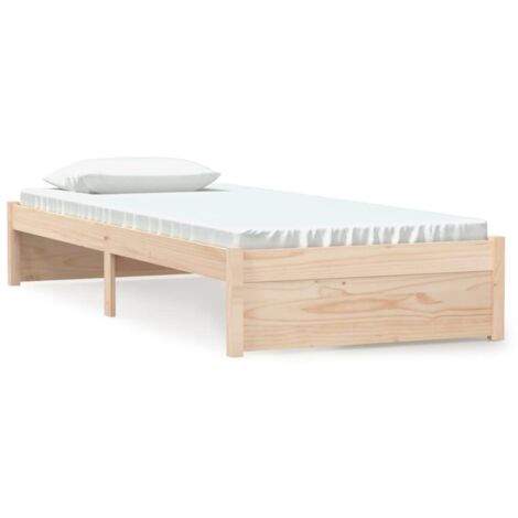 Lit adulte pour 1 personnes, Structure de lit, Assemblage Facile, Bois massif 75x190 cm Petit simple OIB7645E (1/5)