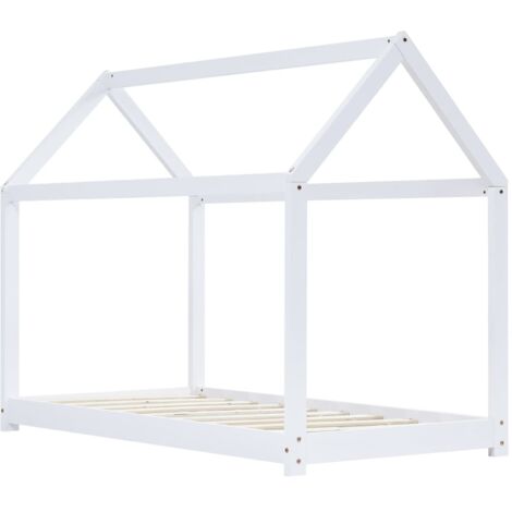 Lit enfant pour 1 personnes, Structure de lit, Assemblage Facile, Blanc Bois de pin massif 80x160 cm OIB7625E (1/5)
