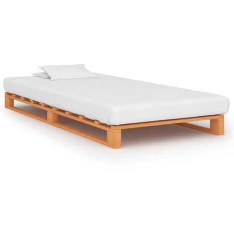Cadre de lit de palette Moderne - Lit Adulte pour Couchage,facile à assembler Marron Bois de pin massif 100 x 200 cm -85611 (1/5)