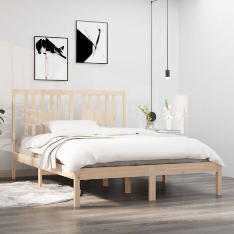 Lit double pour adulte Cadre de lit - Bois massif 135x190 cm Double BV346518 - BonneVie (1/5)