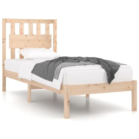 Lit simple pour adulte - Cadre de lit Bois de pin massif 90x190 cm Simple BV234897 - BonneVie (1/5)