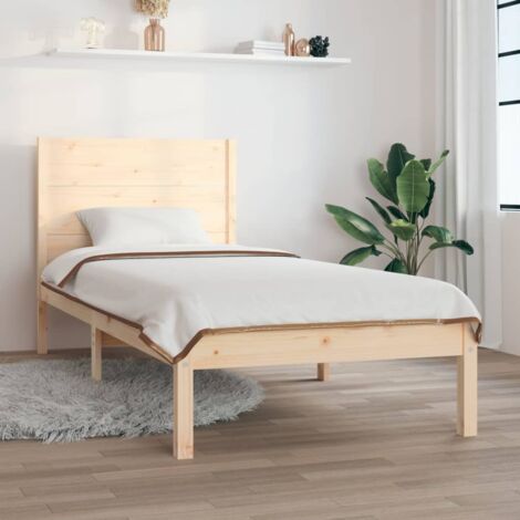 Lit simple pour adulte - Cadre de lit Bois massif 75x190 cm Petit simple BV983640 - BonneVie (1/5)