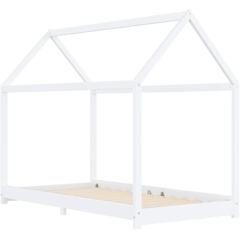 Lit enfant pour 1 personnes, Structure de lit, Assemblage Facile, Blanc Bois de pin massif 90 x 200 cm OIB7966E (1/5)