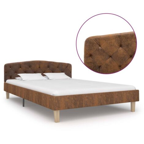 Lit adulte Contemporain Cadre de lit Marron Similicuir daim 120 x 200 cm 60587 (1/5)