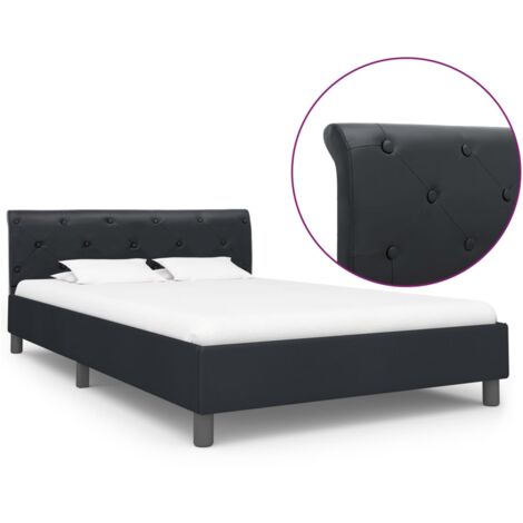 Lit simple pour adulte Cadre de lit - Noir Similicuir 120 x 200 cm BV220234 - BonneVie (1/5)