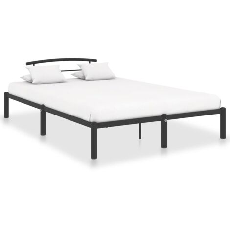 Lit adulte pour 2 personnes, Structure de lit, Assemblage Facile, Noir Métal 120 x 200 cm OIB3588E (1/5)