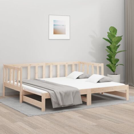Lit double pour adulte Cadre de lit - Lit coulissant 2x(80x200) cm Bois de pin massif BV688462 - BonneVie (1/5)