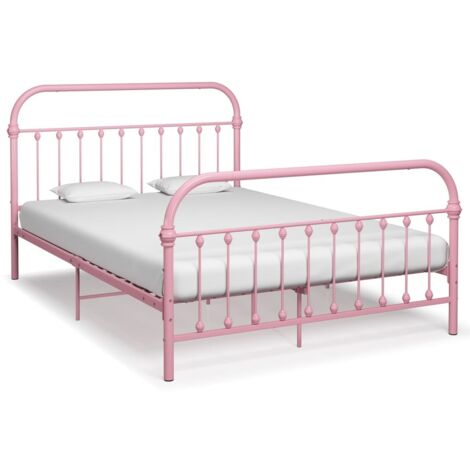 Lit adulte Contemporain Cadre de lit Rose Métal 120 x 200 cm 58574 (1/5)