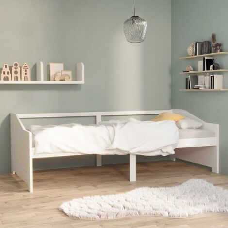 Lit simple pour adulte Cadre de lit - Lit de repos 3 places Blanc Bois de pin massif 90x200 cm BV802965 - BonneVie (1/5)