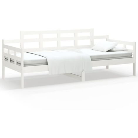 Lit adulte pour 1 personnes, Structure de lit, Assemblage Facile, Lit de jour Blanc Bois massif de pin 90x200 cm OIB8697E (1/5)