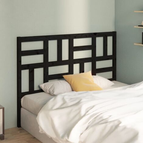 Tête de lit Contemporain Pour Lit adulte Noir 126x4x104 cm Bois massif de pin 22016 (1/5)