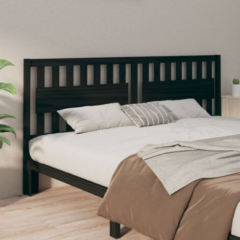 Tête de lit Contemporain Pour Lit adulte Noir 205,5x4x100 cm Bois massif de pin 84803 (1/5)