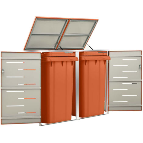 Abri pour deux poubelles Cache-poubelle 138x77,5x115,5 cm Inox 13815 (1/5)