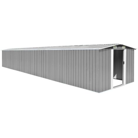 Abri de jardin Cabane de jardin - Gris 257x779x181 cm Acier galvanisé BV881149 - BonneVie (1/5)