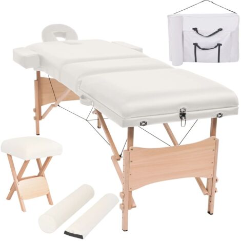 Table de massage pliable et tabouret Table de Soin 10 cm d'épaisseur Blanc 14418 (1/5)