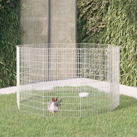Clapier à lapin - Enclos Poulailler pour animaux 10 panneaux 54x100 cm Fer galvanisé BV572175 - BonneVie (1/5)