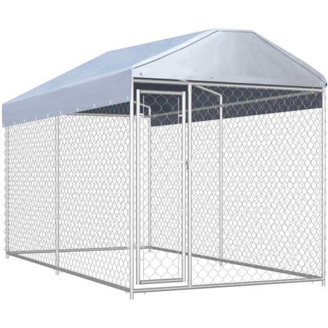 Chenil d'extérieur avec toit Enclos Parc Cage pour chiens 382x192x225 cm 19307 (1/5)