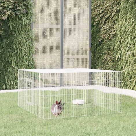 Clapier à lapin - Enclos Poulailler pour animaux 110x110x55 cm Fer galvanisé BV395623 - BonneVie (1/5)