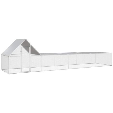 Poulailler Enclos  Cage à poules 8 x 2 x 2 m Acier galvanisé 29653 (1/5)