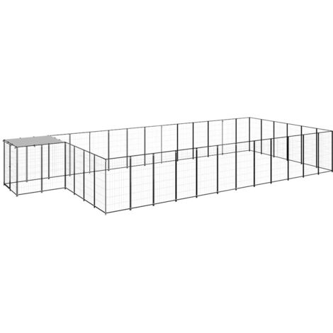 Chenil Enclos Parc Cage pour chien  Noir 26,62 m² Acier 19569 (1/5)