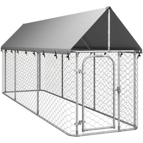 Chenil d'extérieur Enclos Parc Cage pour chiens avec toit pour chiens 400x100x150 cm 92681