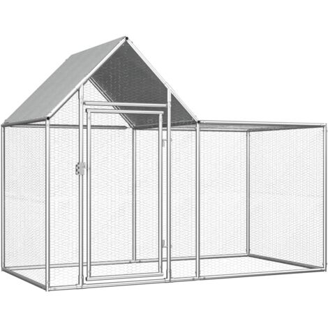 Poulailler Enclos Cage à poules 2 x 1 x 1,5 m Acier galvanisé 99510 (1/5)