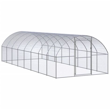 Poulailler Enclos d'extérieur Cage à poules 3x8x2 m Acier galvanisé 54380 (1/5)