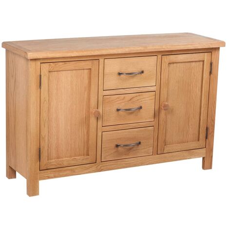 Buffet avec 3 tiroirs - Armoire de rangement Enfilade 110 x 33,5 x 70 cm Bois de chêne massif BV952479 - BonneVie (1/5)
