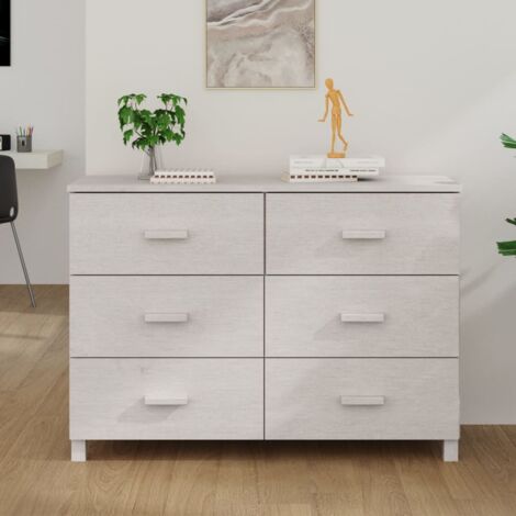 Buffet Bahut Meuble de rangement Commode Blanc 113x40x80 cm Bois massif de pin 62100 (1/5)
