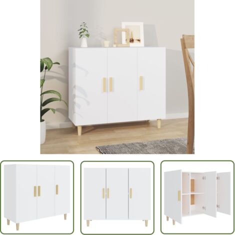 Buffet Commode Armoire Luxueux, pour Salon Chambre Entrée Cuisine, Blanc 90x34x80 cm Bois d'ingénierie OIB1713E (1/5)