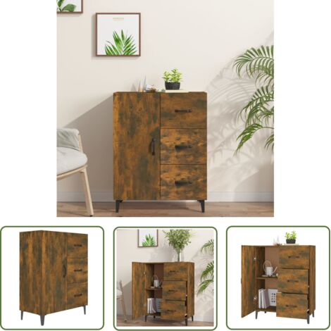 Furniture Limited - Buffet chêne fumé 69,5x34x90 cm bois d'ingéni (1/5)