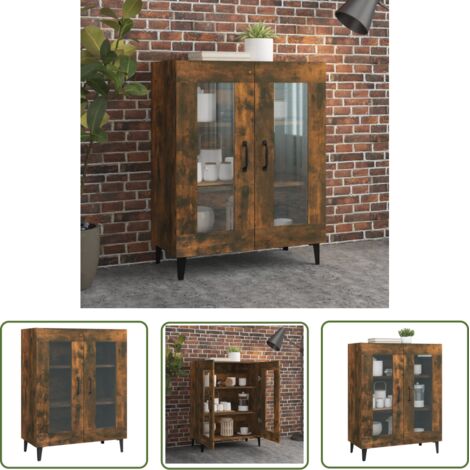 Buffet Commode Armoire Luxueux, pour Salon Chambre Entrée Cuisine, Chêne fumé 69,5x34x90 cm Bois d'ingénierie OIB3241E (1/5)