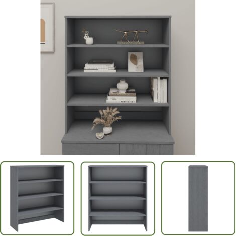 The Living Store Dessus de buffet HAMAR Gris foncé 90x30x100 cm Bois de pin - Dessus De Buffet - Meuble Tv - Buffet Design - Rangement Mural - Bibliothèque Ouverte (1/5)