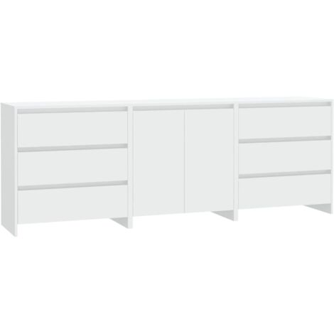 Lot de 3 Buffets, Commode Armoire Luxueux, pour Salon Chambre Entrée Cuisine, Blanc Bois d'ingénierie OIB5631E (1/5)