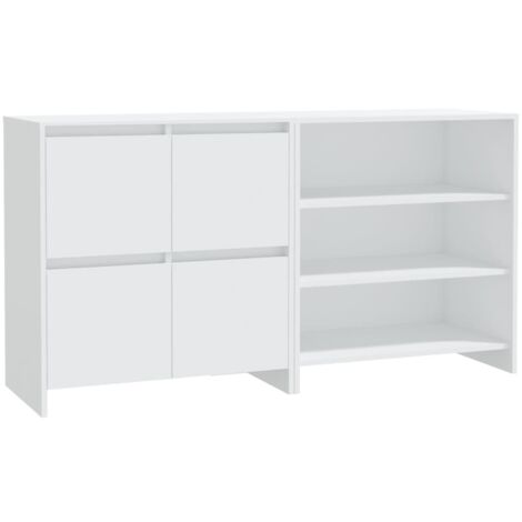 Lot de 2 Buffets, Commode Armoire Luxueux, pour Salon Chambre Entrée Cuisine, Blanc Bois d'ingénierie OIB8408E (1/5)