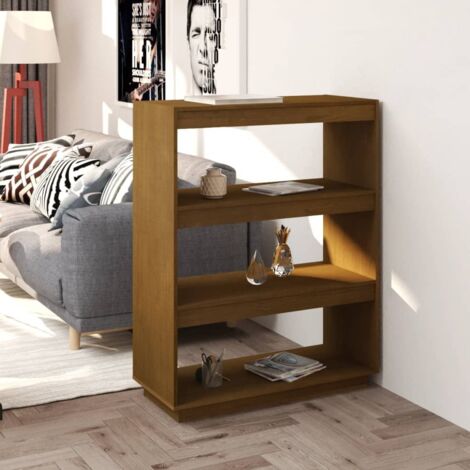 Bibliothèque/Séparateur de pièce Meuble de Rangement Meuble Étagère Marron miel 80x35x103 cm Pin 90528 (1/5)