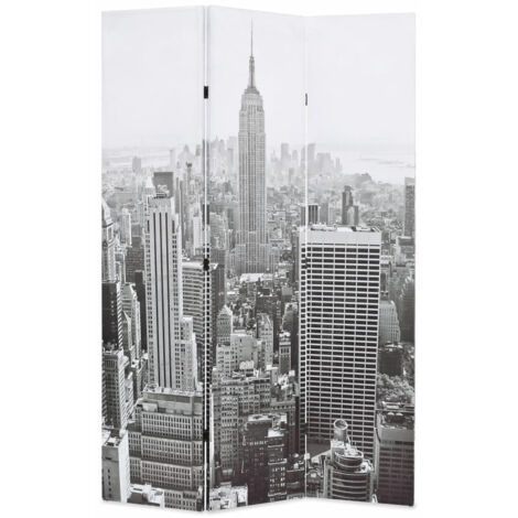Cloison de séparation pliable 120x170 cm New York Noir et blanc (1/5)