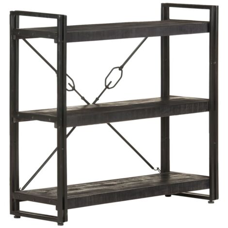 Bibliothèque à 3 niveaux Meuble de Rangement Meuble Étagère Noir 90x30x80 cm Bois de manguier 40003 (1/5)