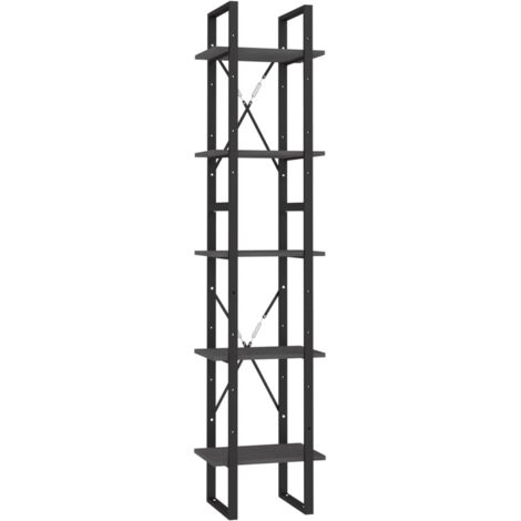 Étagère de Rangement Bibliothèque à 5 niveaux, Montage facile, Gris 40x30x175 cm Bois de pin OIB8312E (1/5)