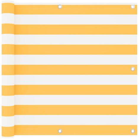 Brise Vue Écran de balcon Pour Jardin, Balcon, Terrasse Blanc et jaune 90x400 cm Tissu Oxford 41696 (1/5)