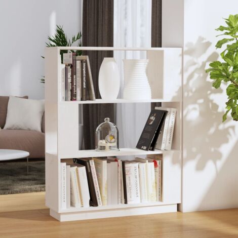 Bibliothèque/Séparateur de pièce Étagère de Rangement - pour Bureau Salon Chambre Cuisine Blanc 80x25x101 cm Pin solide BV321034 - BonneVie (1/5)