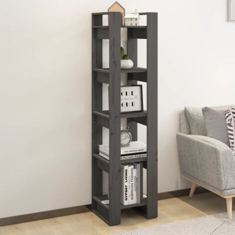 The Living Store Bibliothèque/Séparateur de pièce Gris 41x35x160 cm Pin massif - Bibliothèque - Meuble De Rangement - Étagère - Séparateur De Pièce - Bibliothèque Moderne (1/4)