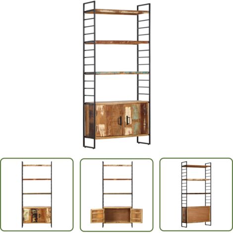 Bibliothèque 4 niveaux Meuble de Rangement Meuble Étagère 80x30x180 cm Bois solide de récupération 72149 (1/5)