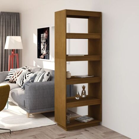 Bibliothèque/Séparateur de pièce Meuble de Rangement Meuble Étagère Marron miel 60x35x167 cm Pin 86353 (1/5)