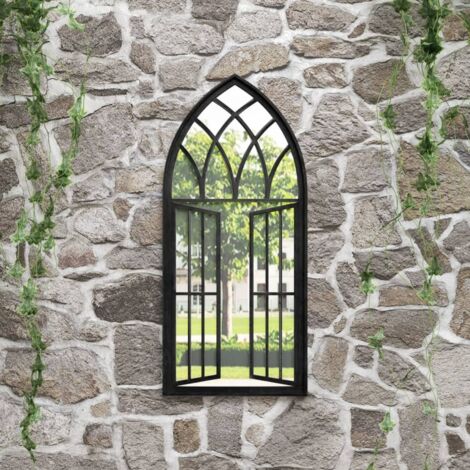 Miroir de jardin  Miroir déco d'extérieur Noir 100x45 cm Fer pour utilisation extérieure 57800
