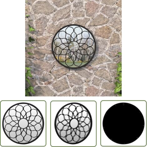The Living Store Miroir de jardin Noir 40x3 cm Fer Rond utilisation extérieure - Miroir De Jardin - Miroir Extérieur - Décoration Jardin - Miroir Rond - Miroir Design