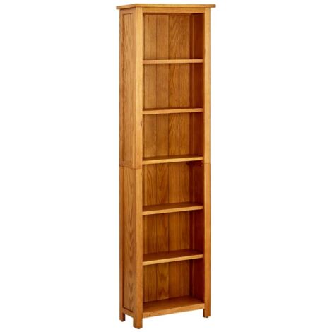 Bibliothèque à 6 étagères Meuble de Rangement Meuble Étagère 52x22x180 cm Bois de chêne massif 30217 (1/5)